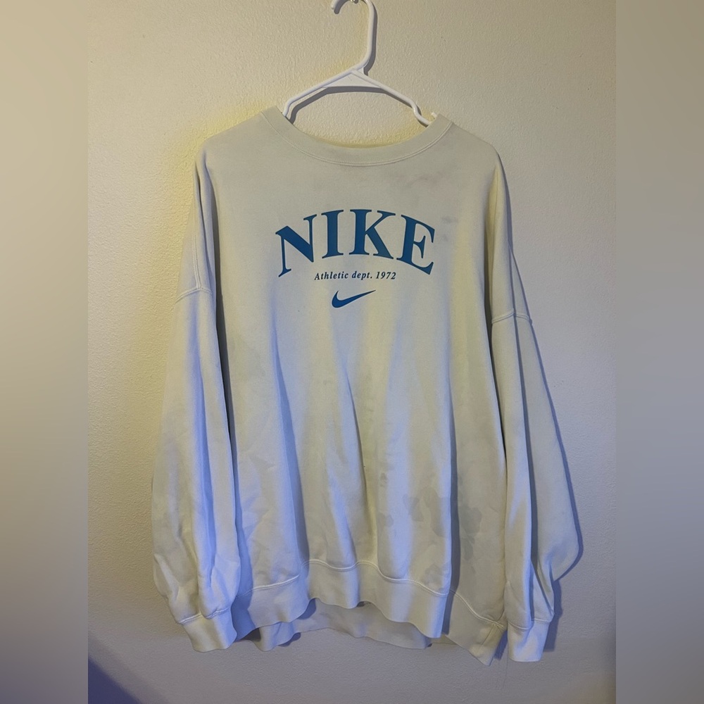 Nike White Sweatshirt with Blue Logo